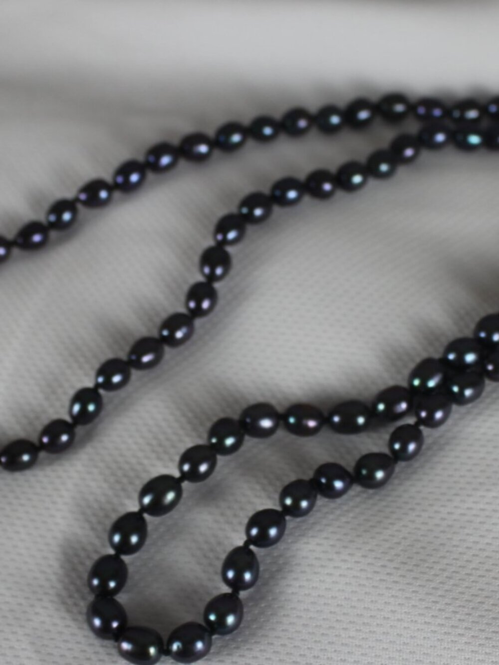 Elegant Black Freshwater Pearl Necklace 14K Gold Clasp Opera Length 34" Long